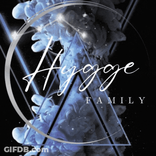 A Logo For The Hygge Family Shows A Blue Smoke Coming Out Of A Circle GIF