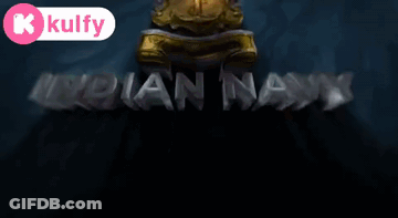 A Logo For The Indian Navy Is Displayed On A Dark Blue Background GIF