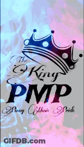 A Logo For The King Pmp With A Crown GIF