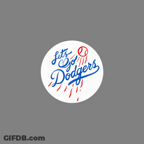 A Logo For The Los Angeles Dodgers With A Baseball On It GIF