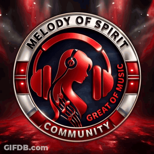 A Logo For The Melody Of Spirit Community With A Woman Wearing Headphones GIF