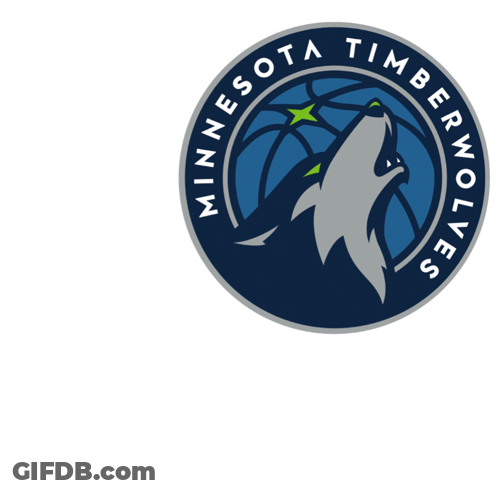 A Logo For The Minnesota Timberwolves With The Words Let 'S Go Wolves On The Bottom GIF