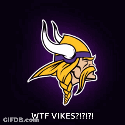 A Logo For The Minnesota Vikings Is Displayed On A Dark Purple Background GIF