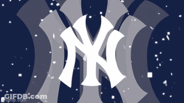 A Logo For The New York Yankees Is Shown On A Blue Background GIF
