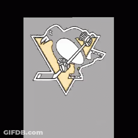 A Logo For The Pennsylvania Penguins With A Pink Heart GIF