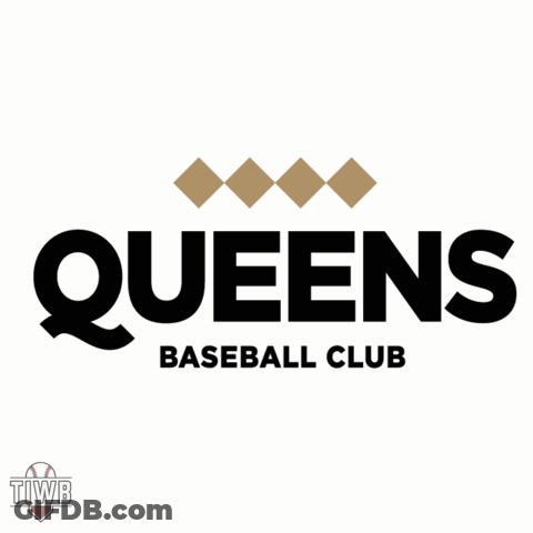 A Logo For The Queens Baseball Club With Diamonds On It GIF