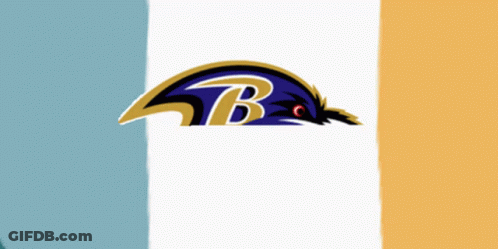 A Logo For The Ravens With A Purple Head GIF