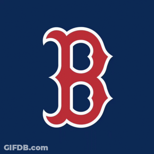 A Logo For The Red Sox With A Rainbow Colored B GIF