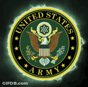 A Logo For The United States Army With A Eagle On It GIF