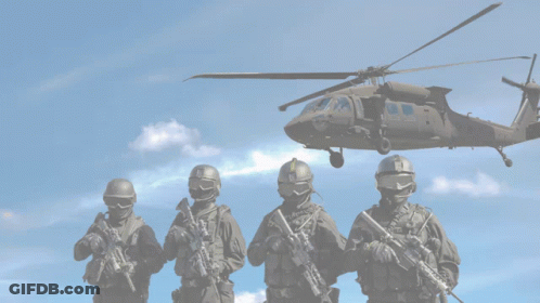 A Logo For The United States Army With Soldiers Behind It GIF
