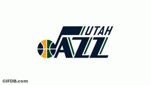 A Logo For The Utah Jazz With A Basketball In The Middle GIF