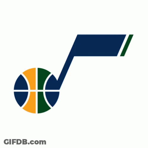 A Logo For The Utah Jazz With A Basketball GIF