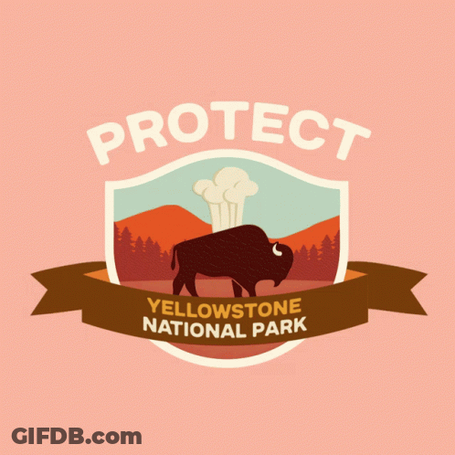 A Logo For The Yellowstone National Park With A Bison GIF
