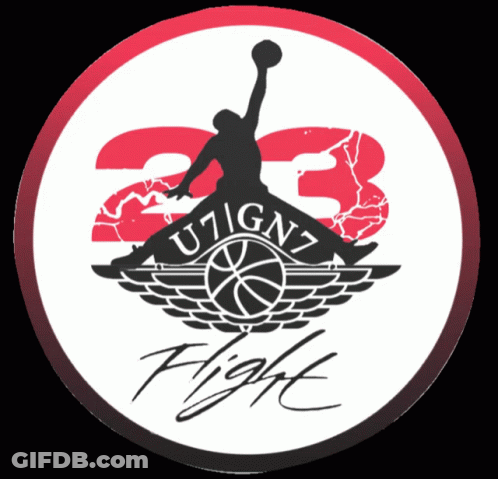 A Logo For U7ign7 Flight Shows A Basketball Player GIF