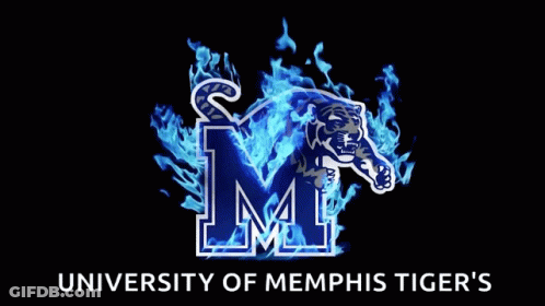 A Logo For University Of Memphis Tiger 'S With A Blue Tiger GIF
