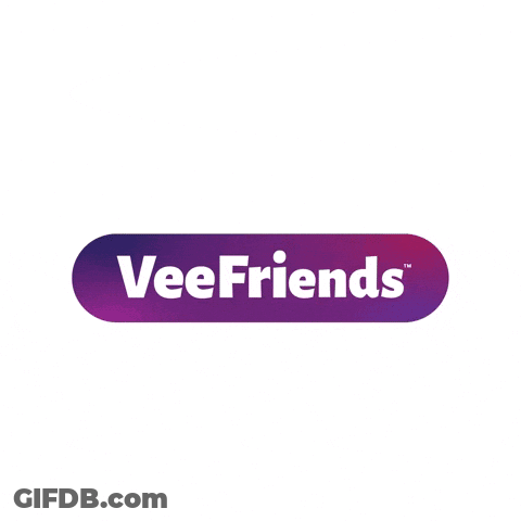 A Logo For Veefriends With A Cartoon Character GIF