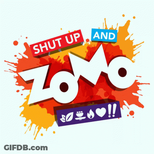 A Logo For Zomo Says Shut Up And Zomo GIF