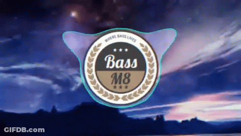 A Logo That Says Bass M8 With A Mountain In The Background GIF