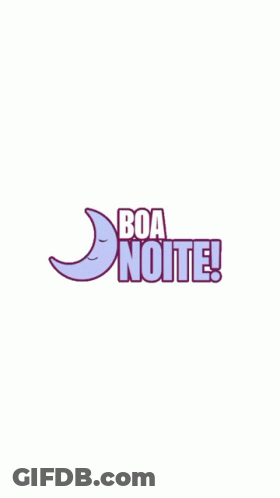 A Logo That Says Boa Noite With A Crescent Moon On It GIF