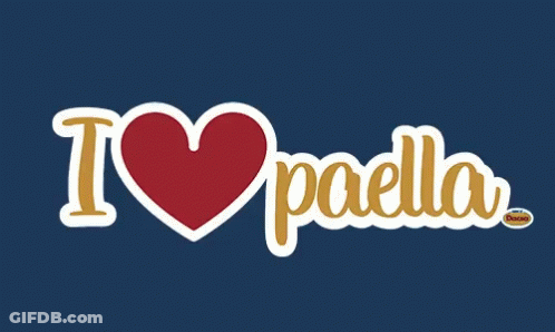 A Logo That Says I Love Paella With A Red Heart GIF