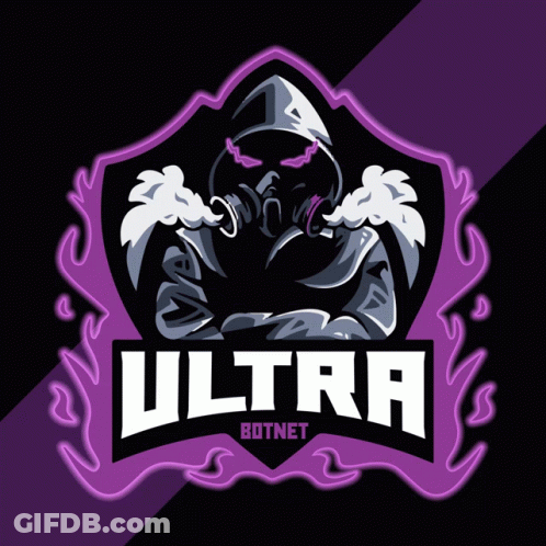 A Logo That Says Ultra Botnet With A Purple Background GIF