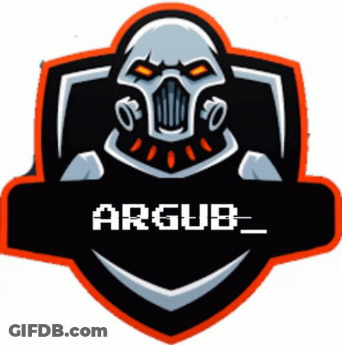 A Logo With A Skull In A Gas Mask That Says Argub_ GIF