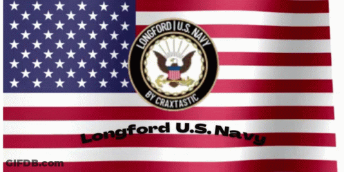 A Longford U.s. Navy Flag Is Displayed On A White Background GIF