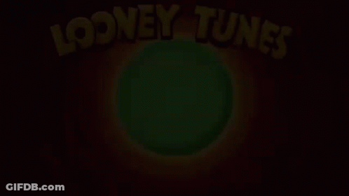 A Looney Tunes Logo With A Cartoon Pig On A Red Background GIF