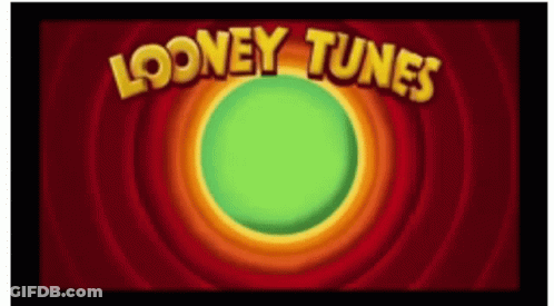 A Looney Tunes Logo With A Green Circle GIF