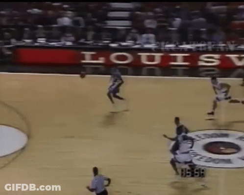 A Louis Basketball Game Is Being Played On A Court GIF