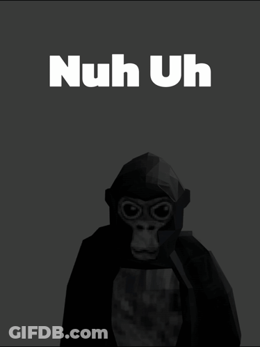 A Low Poly Gorilla Giving The Middle Finger With The Words Nuh Uh Above It GIF
