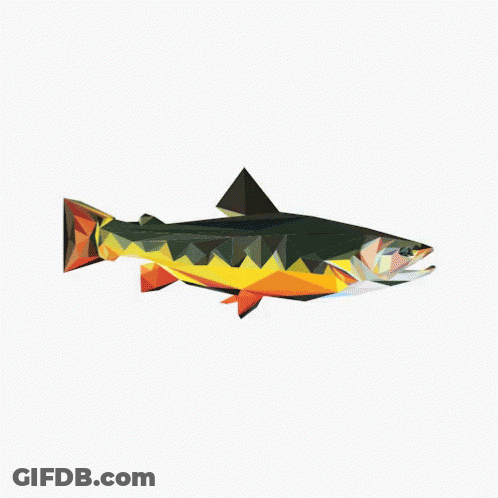 A Low Poly Illustration Of A Fish With A Triangle On Its Tail GIF