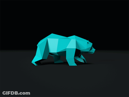 A Low Poly Model Of A Bear Is Walking On A Black Background GIF