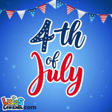 A Lucas And Friends Advertisement For 4Th Of July Celebrations GIF