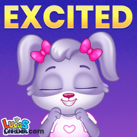 A Lucas And Friends Advertisement With A Bunny With A Pink Bow On Her Head GIF