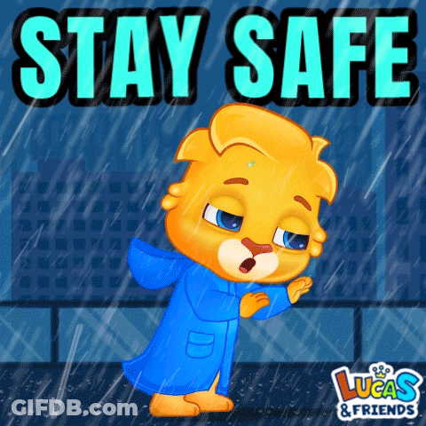 A Lucas And Friends Advertisement With A Cartoon Character In The Rain GIF
