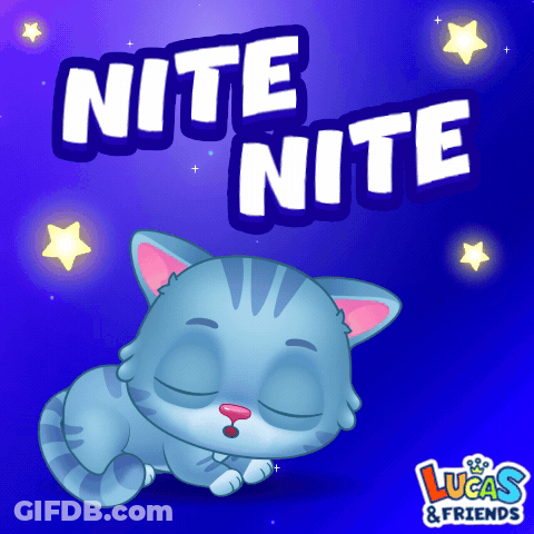 A Lucas And Friends Advertisement With A Cat Sleeping GIF
