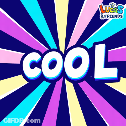A Lucas And Friends Advertisement With A Colorful Background GIF