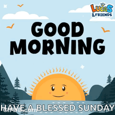 A Lucas And Friends Advertisement With A Smiling Sun GIF