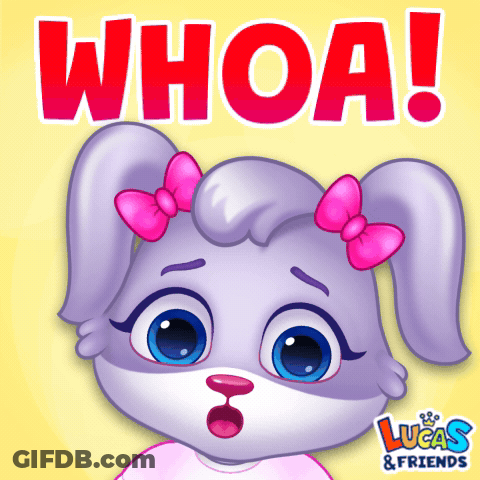 A Lucas And Friends Advertisement With A Surprised Bunny Girl GIF
