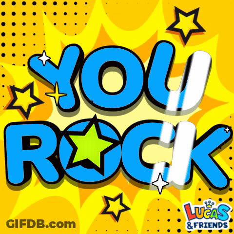 A Lucas And Friends Advertisement With The Words You Rock GIF
