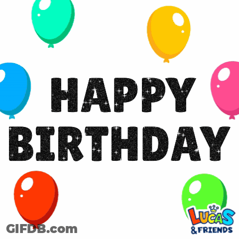 A Lucas And Friends Birthday Greeting Card With Pink Cakes GIF