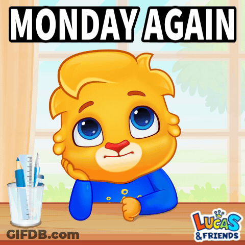 A Lucas And Friends Cartoon Shows A Sad Bear Sitting At A Desk GIF