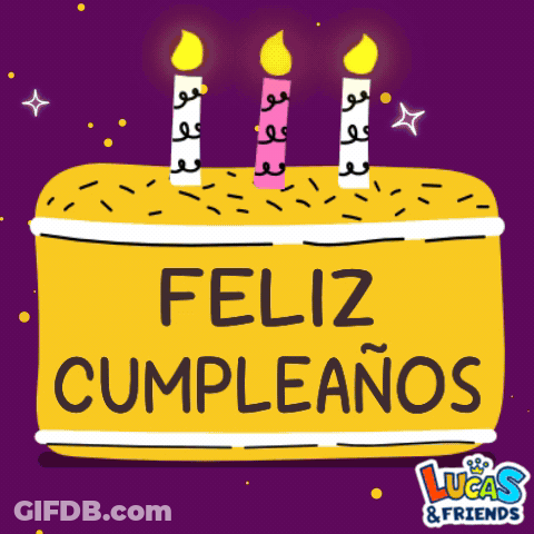 A Lucas And Friends Greeting Card With A Birthday Cake GIF