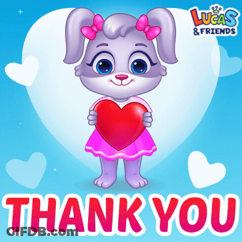 A Lucas And Friends Greeting Card With A Bunny Holding A Red Heart GIF