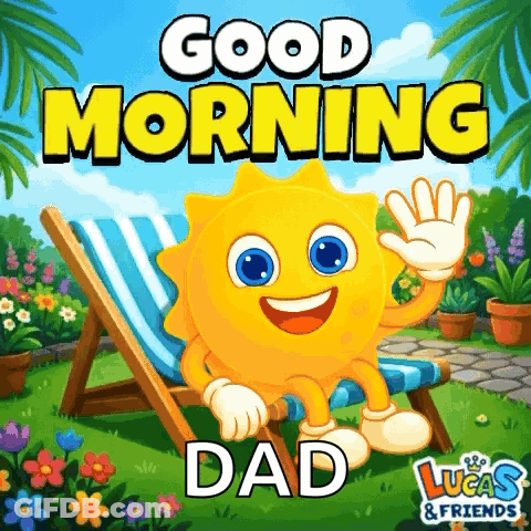 A Lucas And Friends Greeting Card With A Cartoon Sun Waving GIF