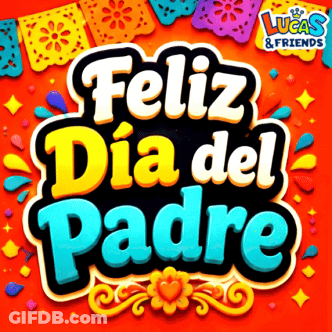 A Lucas And Friends Greeting Card With A Feliz Dia Del Padre Message GIF