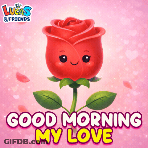 Lucas And Friends Greeting Card With Red Rose GIF