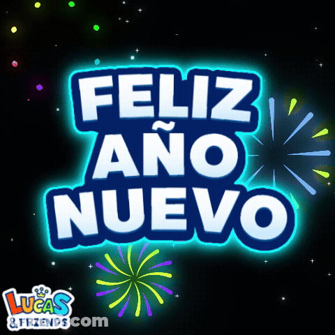 A Lucas And Friends Logo With Fireworks Behind It GIF
