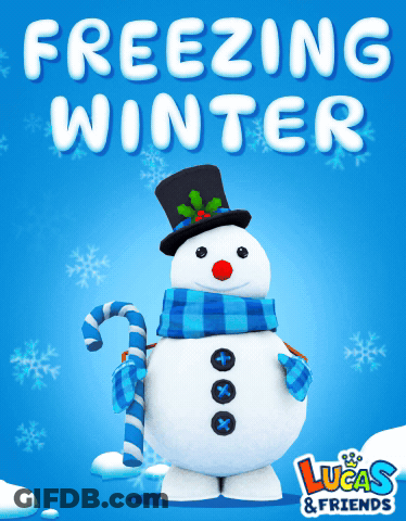 A Lucas And Friends Poster With A Snowman GIF